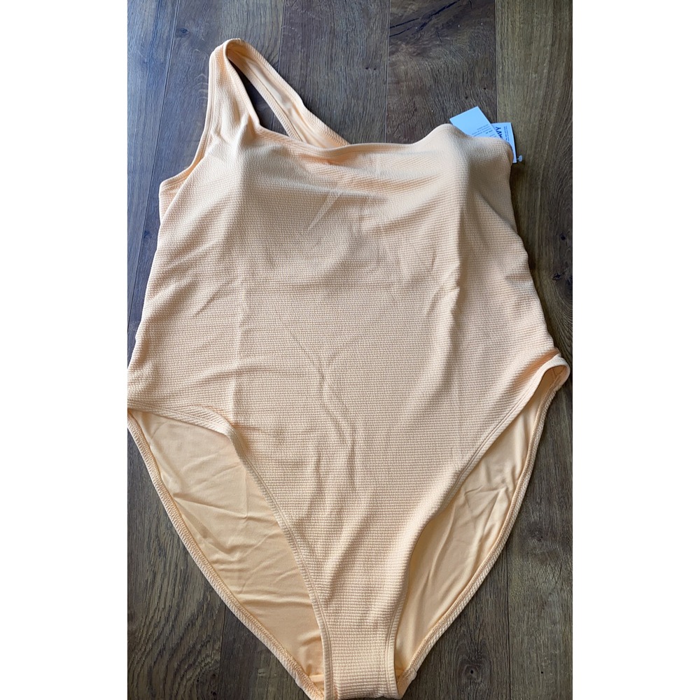 Old Navy White Pucker One Shoulder One Piece Swimsuit Women's 3X NEW UPF 40